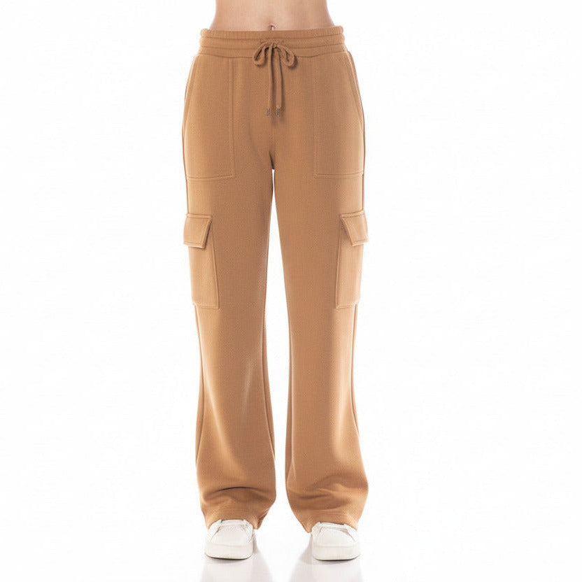 Women's Fleece Cargo Sweatpants, Straight Leg
