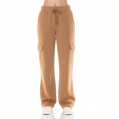 Women's Fleece Cargo Sweatpants, Straight Leg