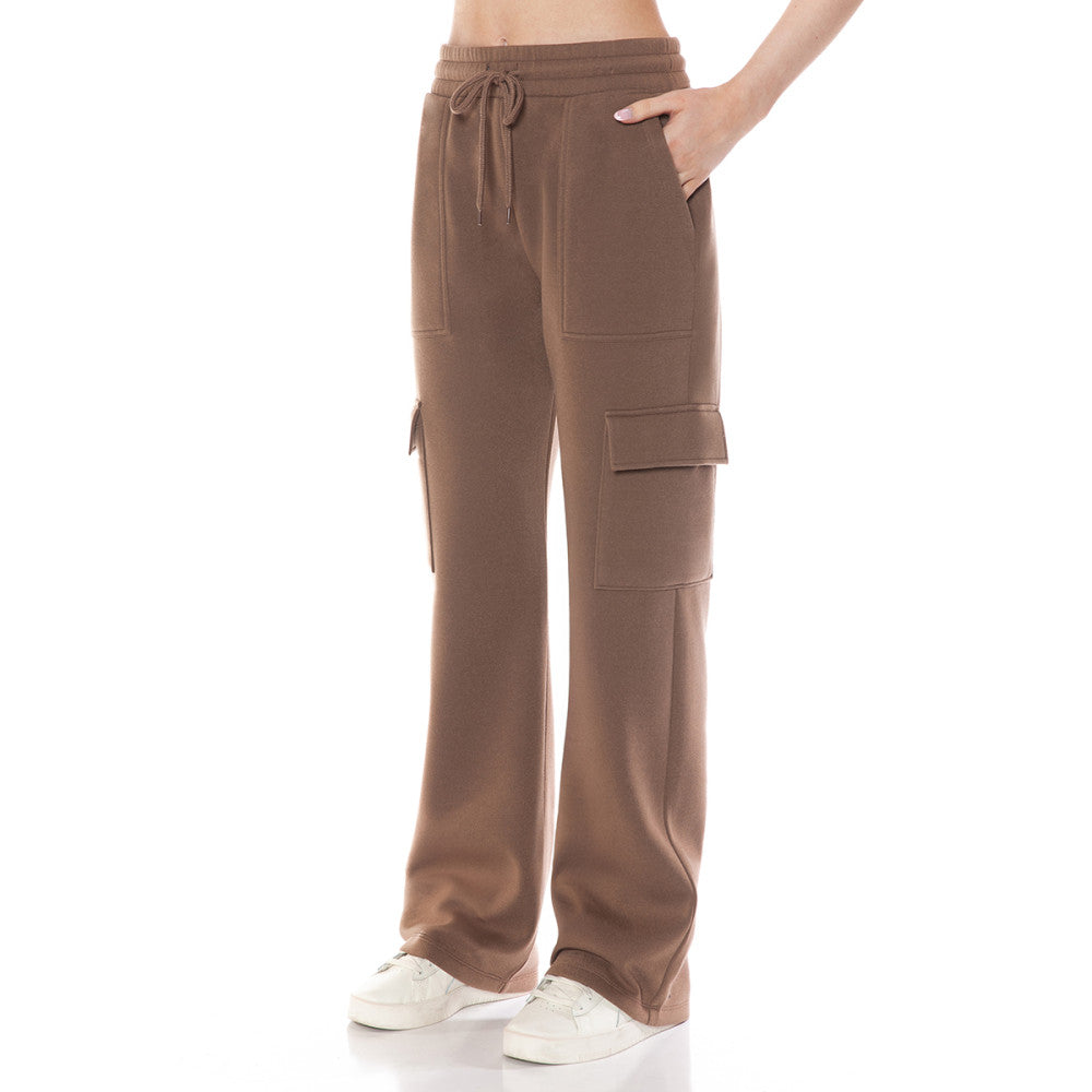Women's Fleece Cargo Sweatpants, Straight Leg