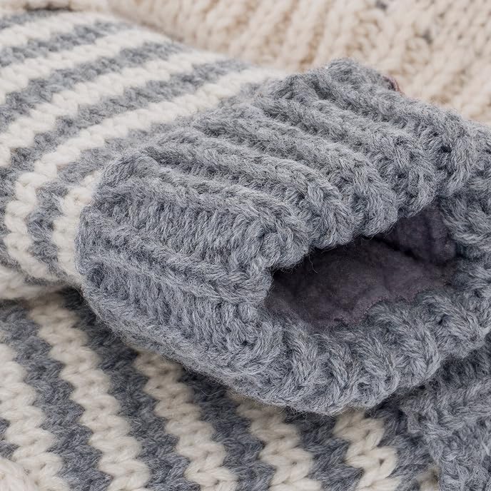 Kids' Kitty Cat Stripe Knit Mittens, Fleece Lined