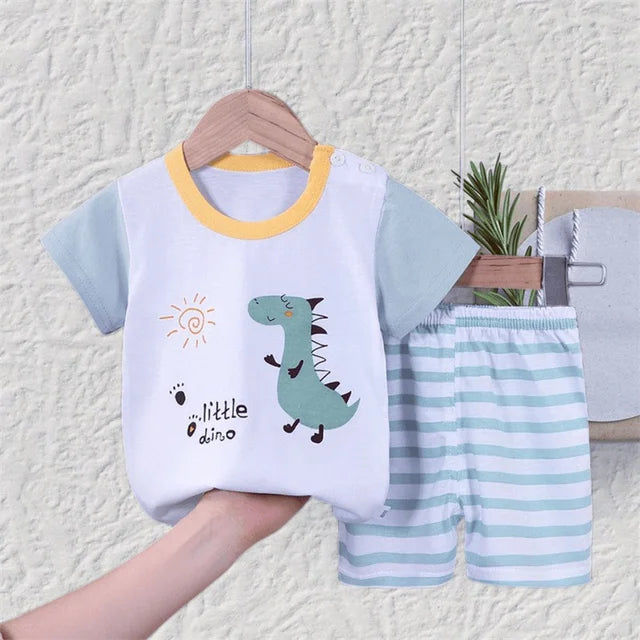 Kids' Dinosaur Cotton T-Shirt & Shorts Set