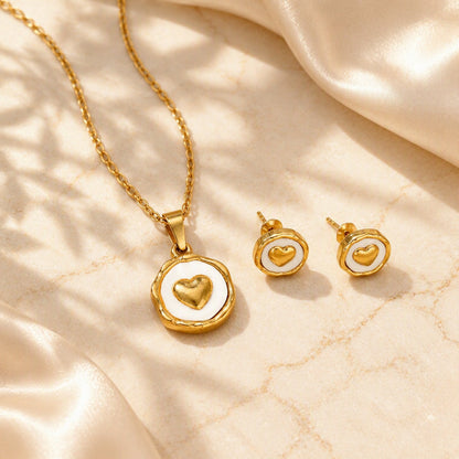 18K Gold-Plated Stainless Steel Heart Jewelry Set