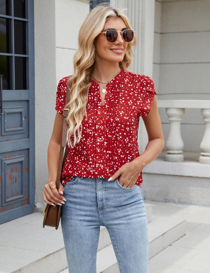Pintuck V-Neck Blouse