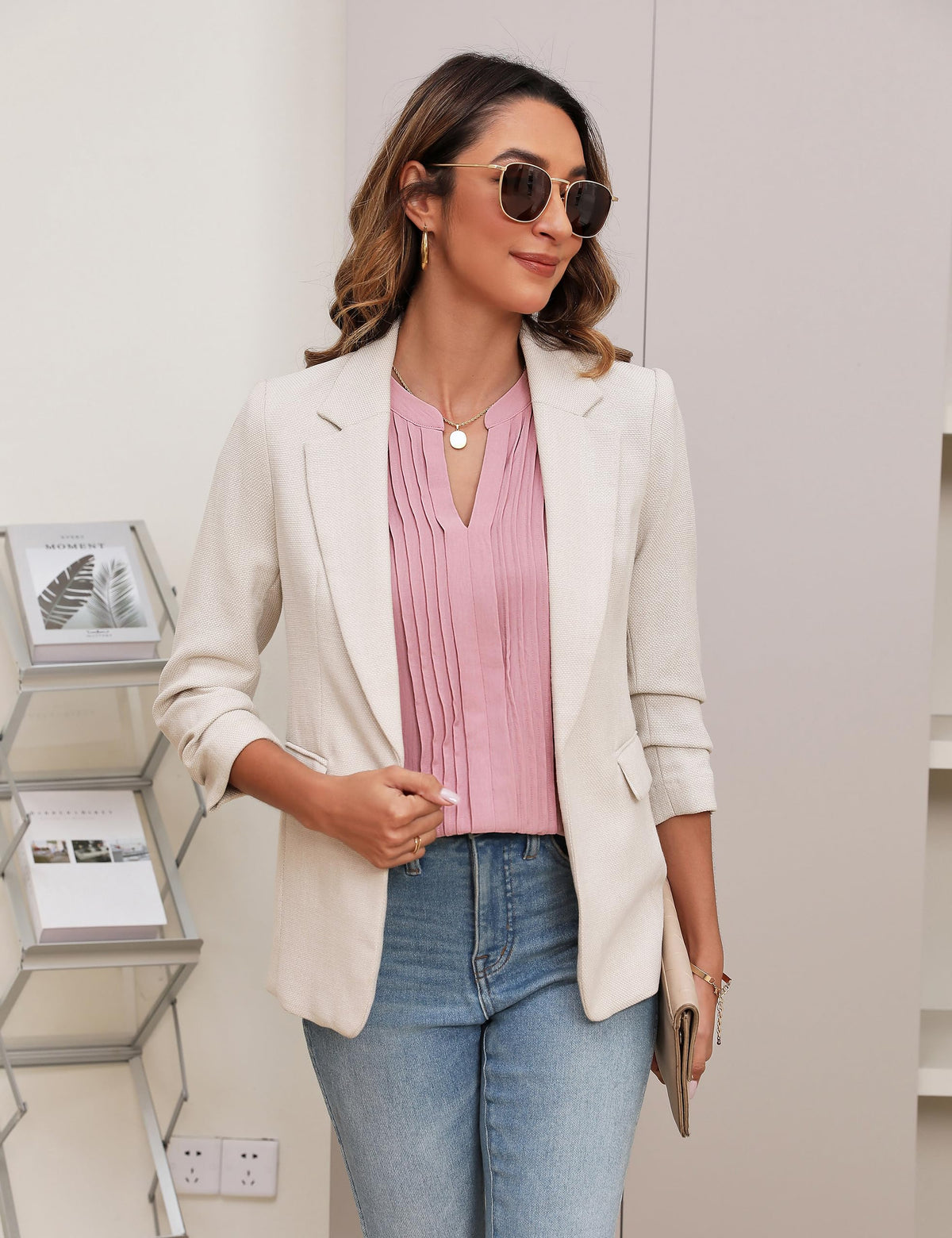 Pintuck V-Neck Blouse