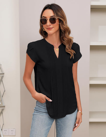 Pintuck V-Neck Blouse