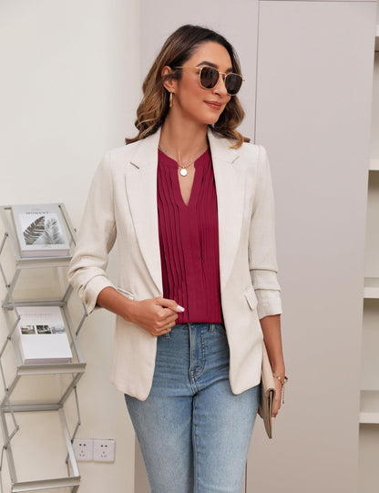 Pintuck V-Neck Blouse