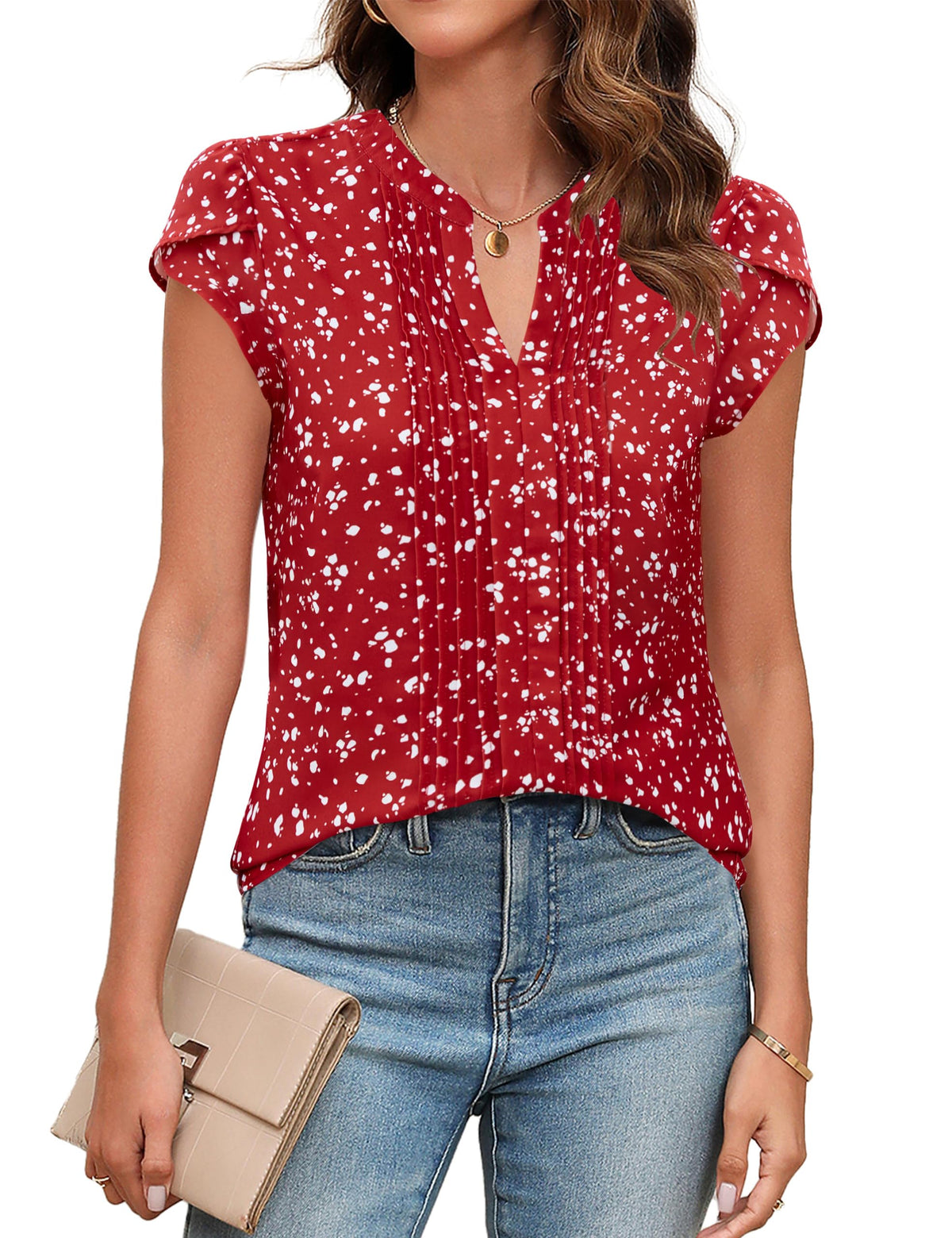 Pintuck V-Neck Blouse