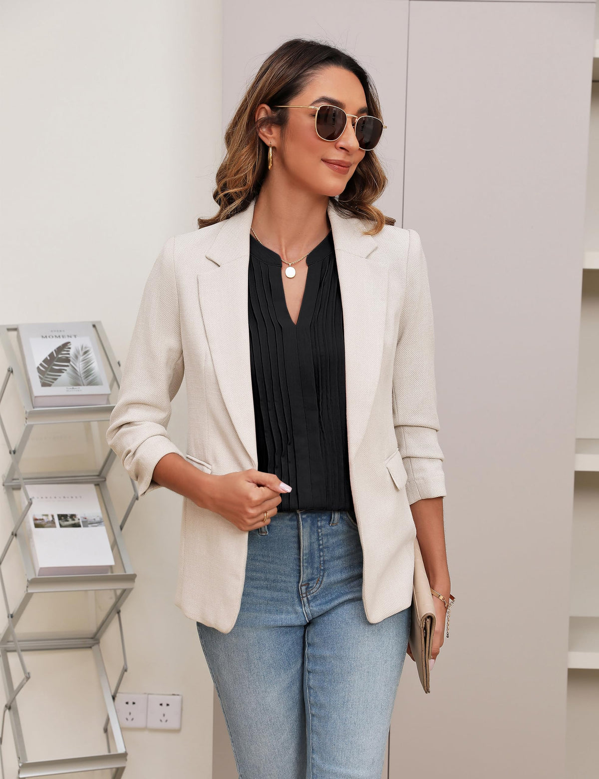 Pintuck V-Neck Blouse