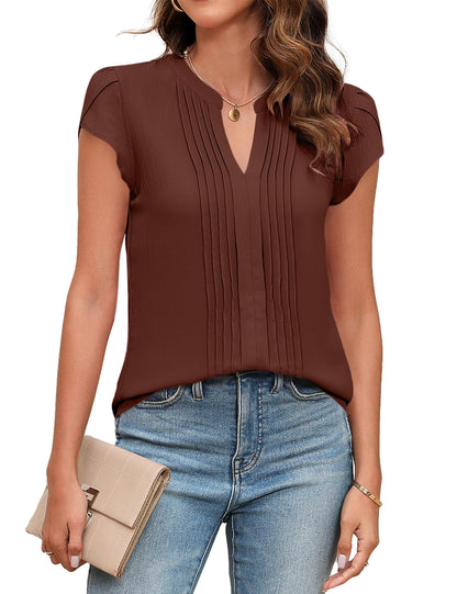 Pintuck V-Neck Blouse