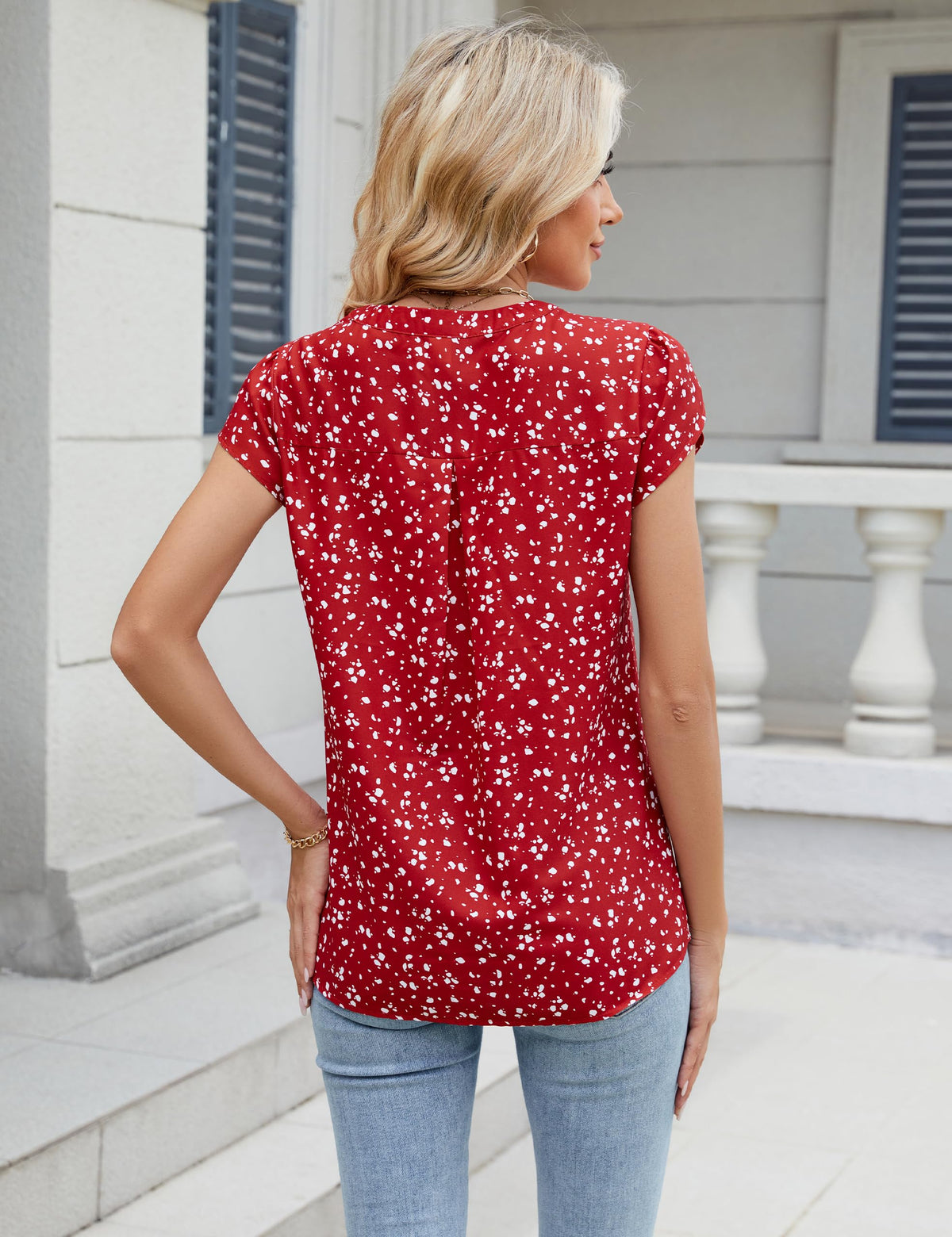 Pintuck V-Neck Blouse
