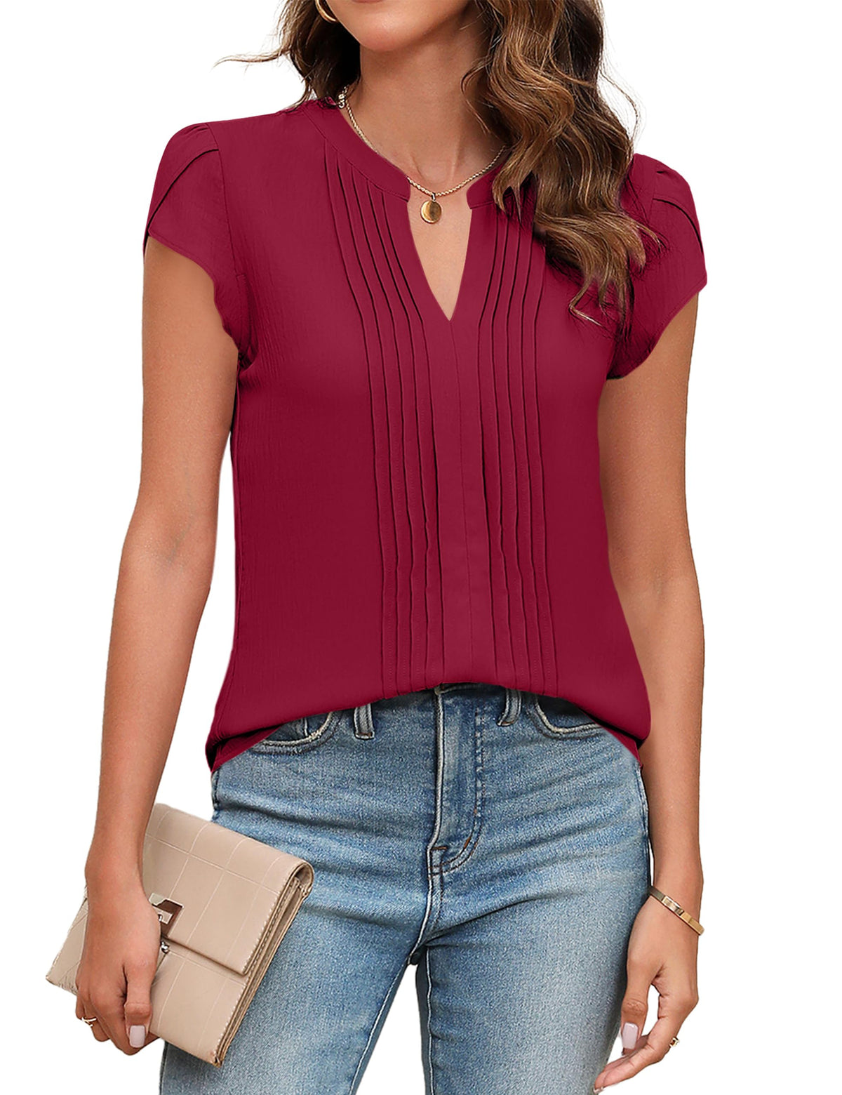 Pintuck V-Neck Blouse