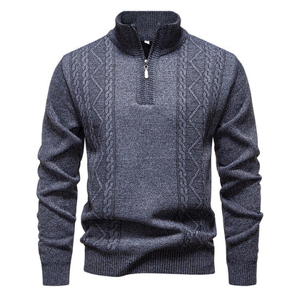 Men's Stand-Collar Half-Zip Knit Sweater