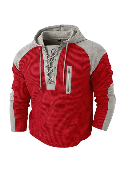 Men's Waffle-Weave Drawstring Hoodie