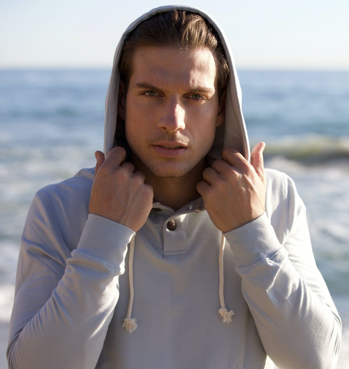 Men's Henley-Style Bamboo Viscose Fleece Hoodie