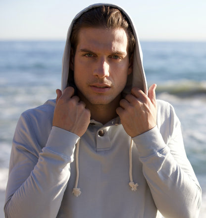 Men's Henley-Style Bamboo Viscose Fleece Hoodie