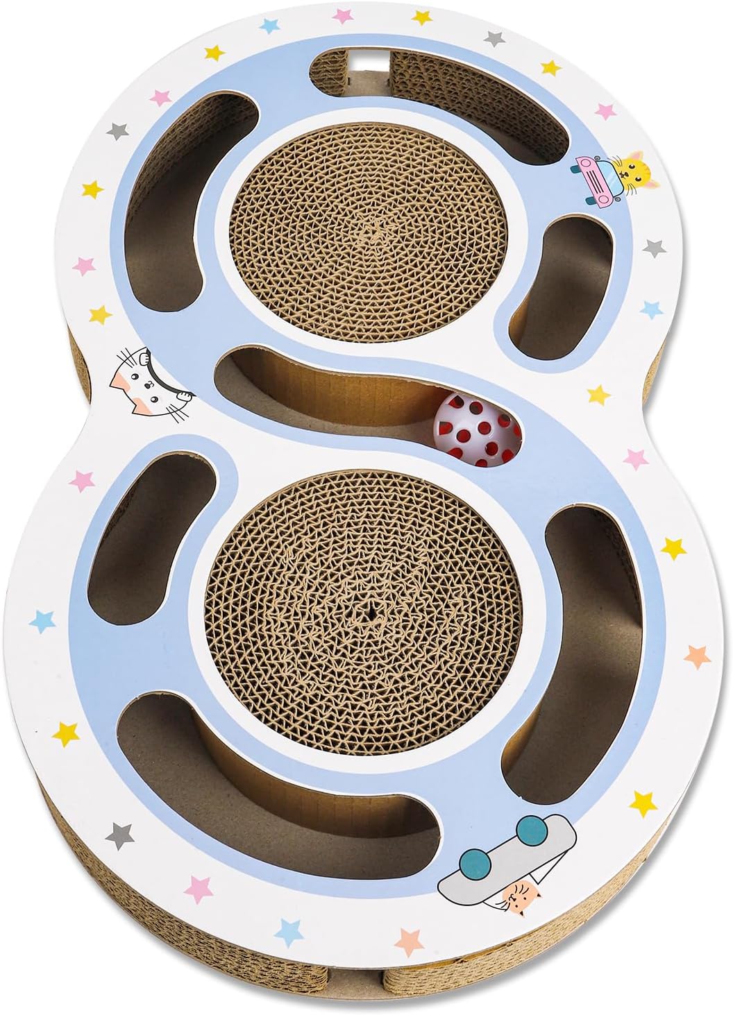 Round Cardboard Cat Scratcher with Ball Track