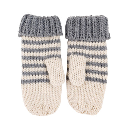 Kids' Kitty Cat Stripe Knit Mittens, Fleece Lined