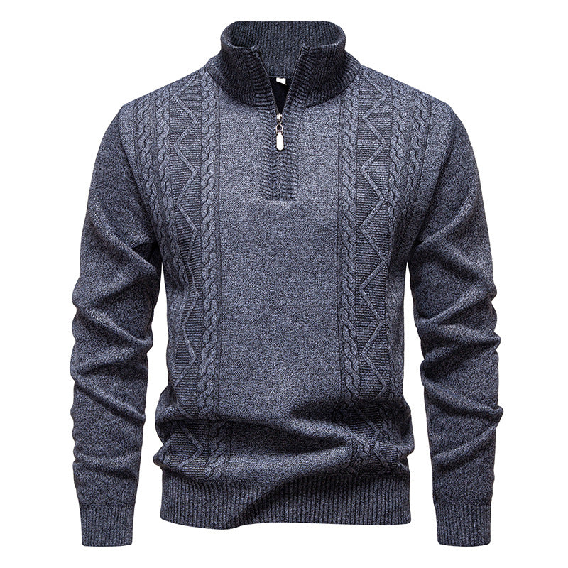 Men's Stand-Collar Half-Zip Knit Sweater