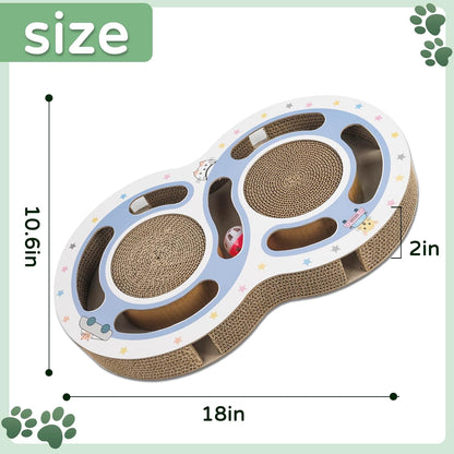 Round Cardboard Cat Scratcher with Ball Track