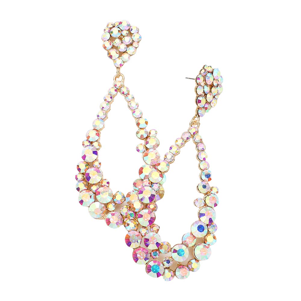 Women's Crystal Bubble Cluster Teardrop Earrings