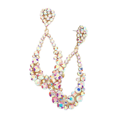 Women's Crystal Bubble Cluster Teardrop Earrings