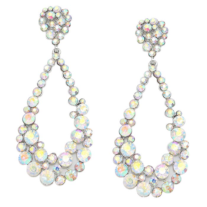 Women's Crystal Bubble Cluster Teardrop Earrings