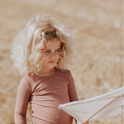 Kids' Ribbed Long Sleeve Tee, Rosewood