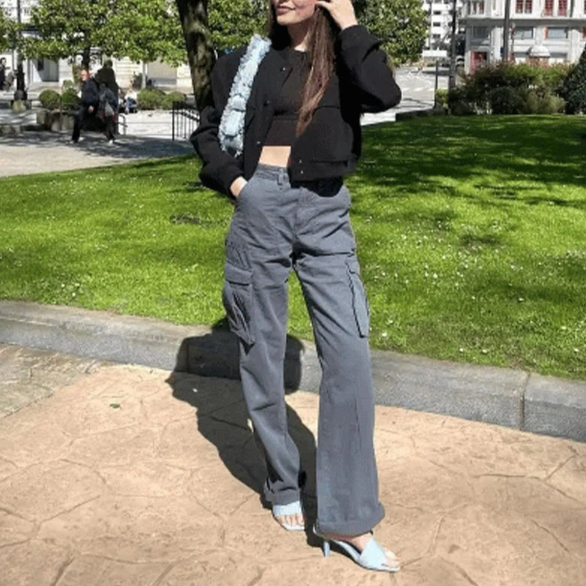 Women's Adjustable Wide-Leg Cargo Pants