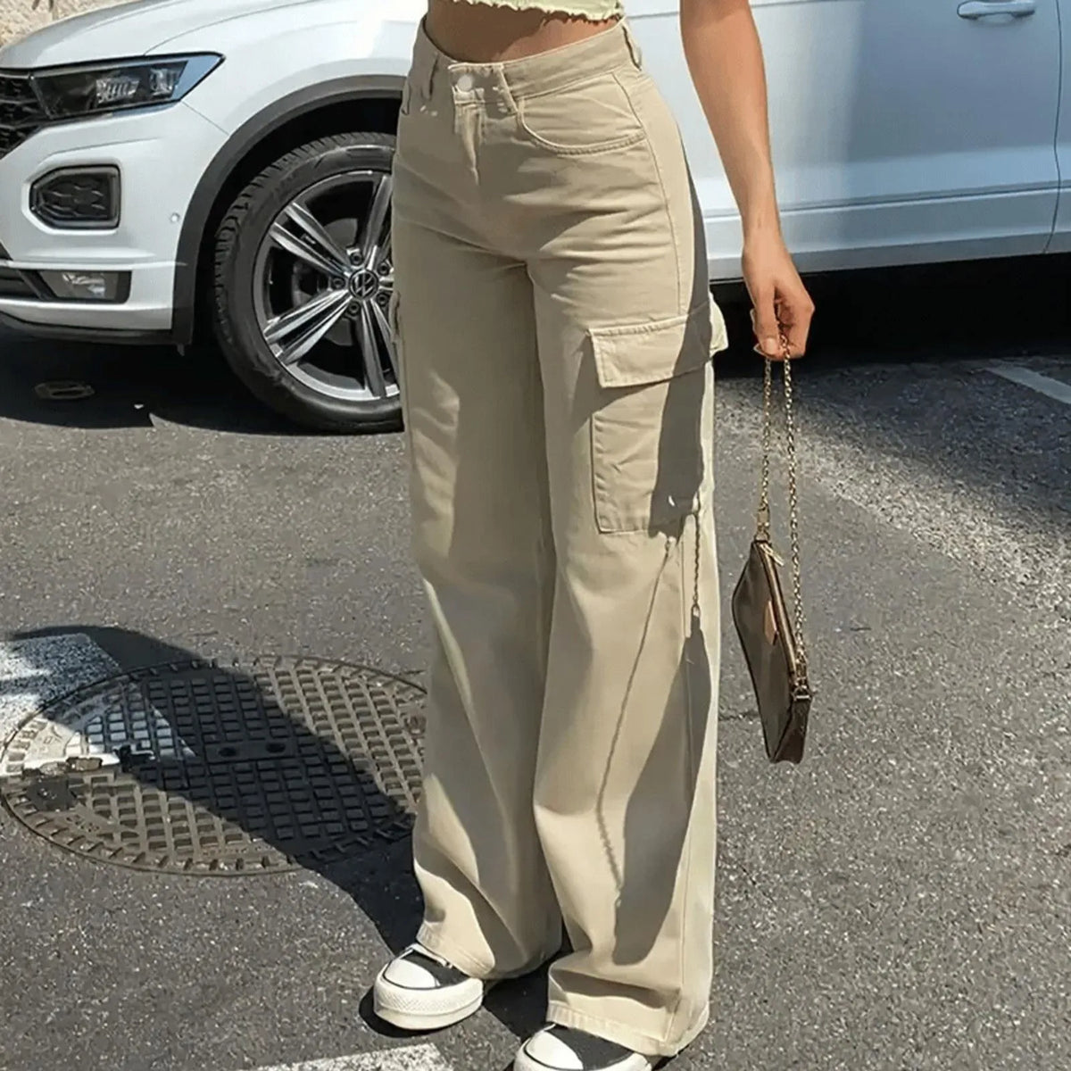 Women's Adjustable Wide-Leg Cargo Pants