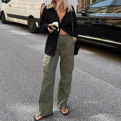 Women's Adjustable Wide-Leg Cargo Pants