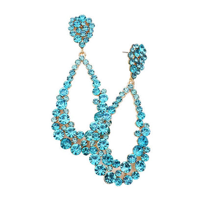 Women's Crystal Bubble Cluster Teardrop Earrings