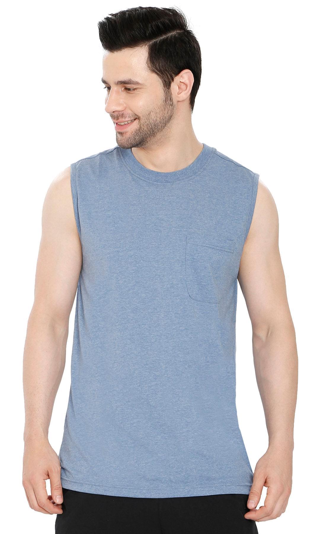 Men's Heavyweight Sleeveless Crew Neck Tee with Chest Pocket