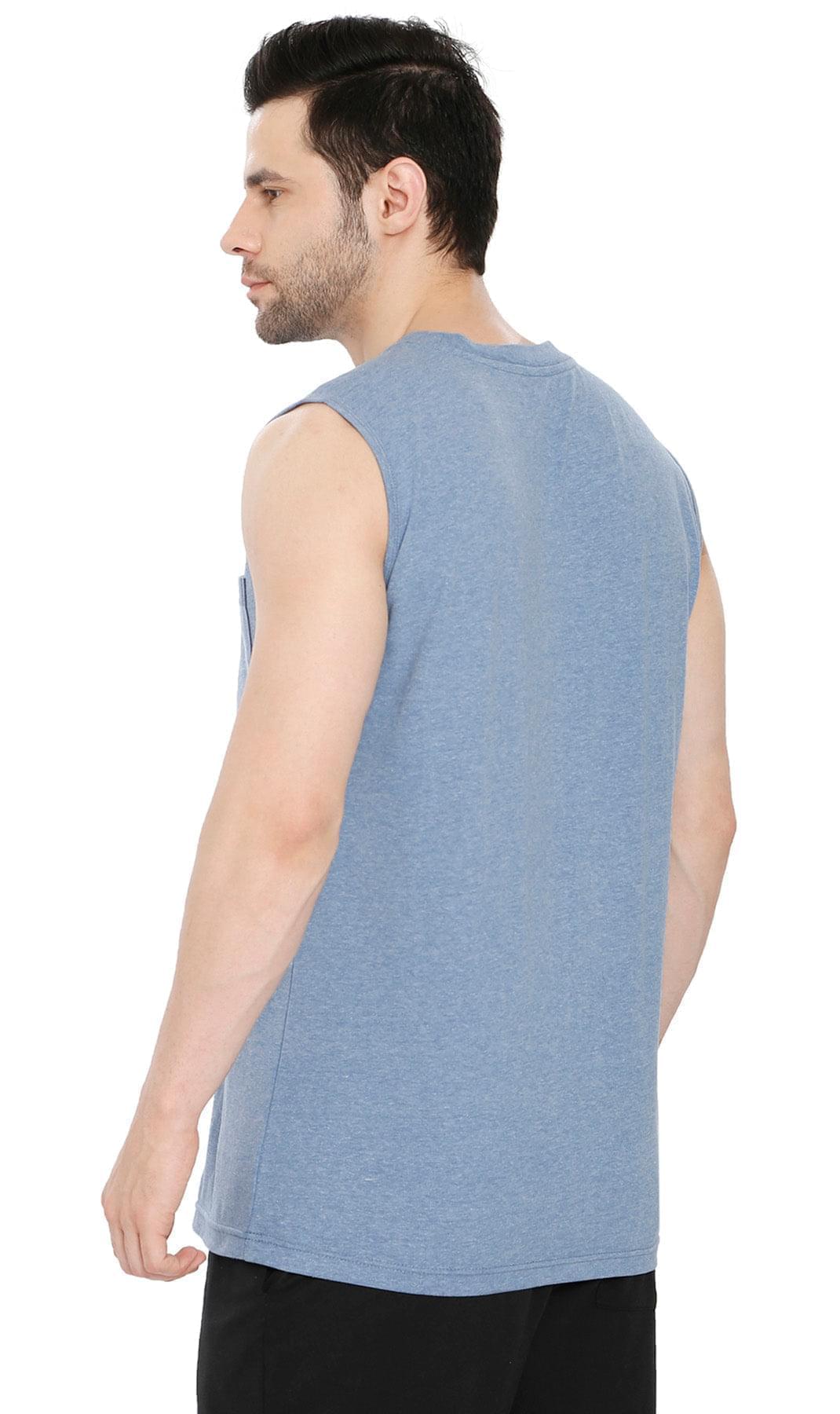 Men's Heavyweight Sleeveless Crew Neck Tee with Chest Pocket