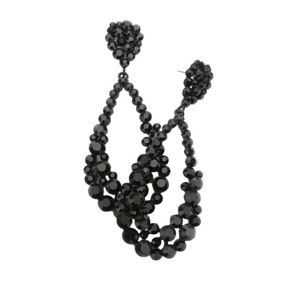 Women's Crystal Bubble Cluster Teardrop Earrings
