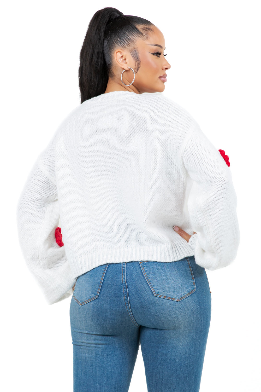 Women's Pastel Floral Appliqué Cardigan