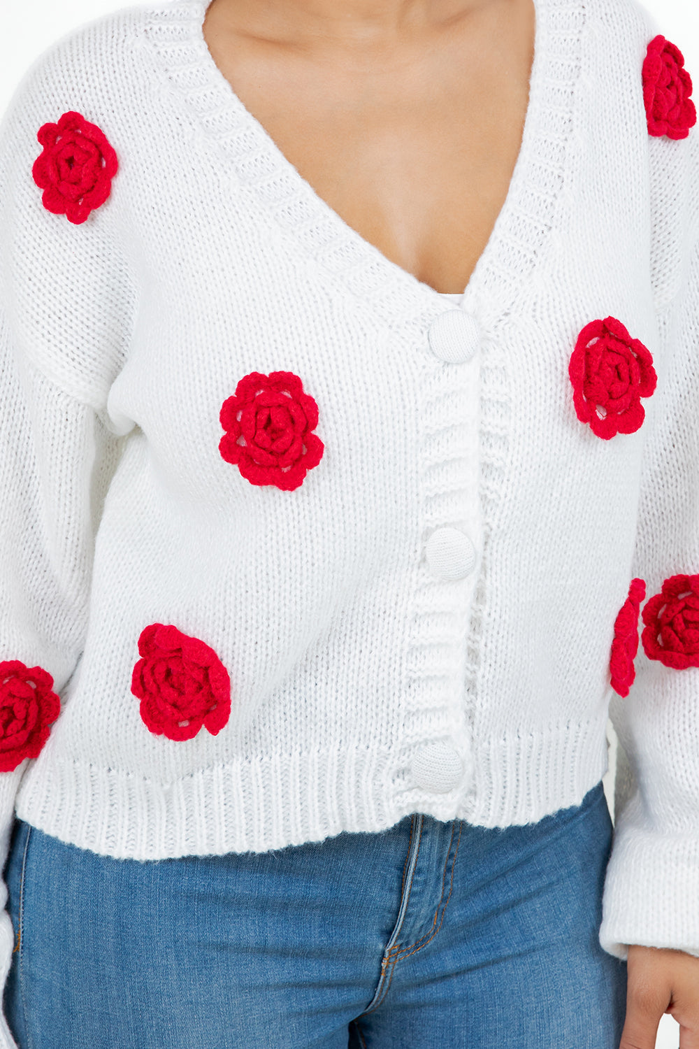 Women's Pastel Floral Appliqué Cardigan