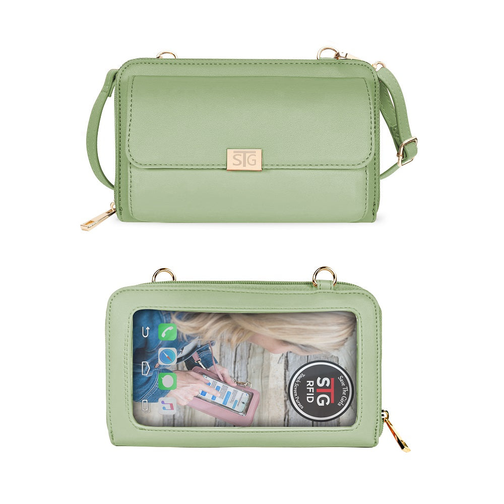 RFID Crossbody Purse with Touch Screen Phone Window