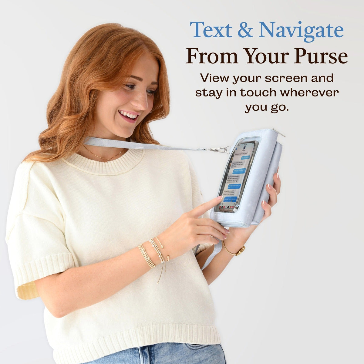 RFID Crossbody Purse with Touch Screen Phone Window