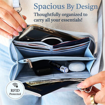 RFID Crossbody Purse with Touch Screen Phone Window