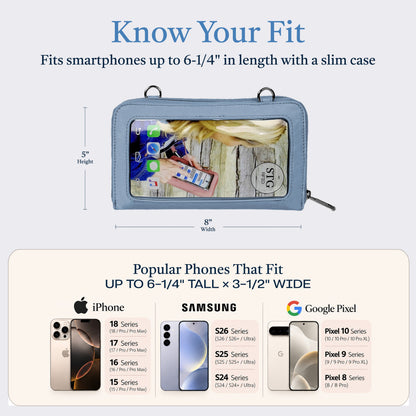 RFID Crossbody Purse with Touch Screen Phone Window