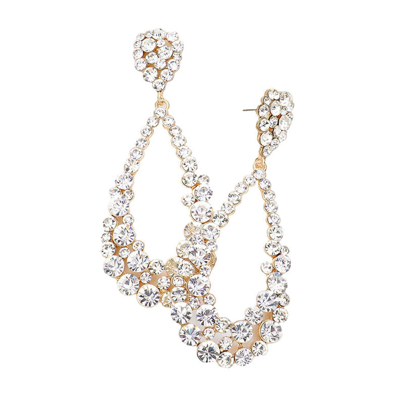 Women's Crystal Bubble Cluster Teardrop Earrings