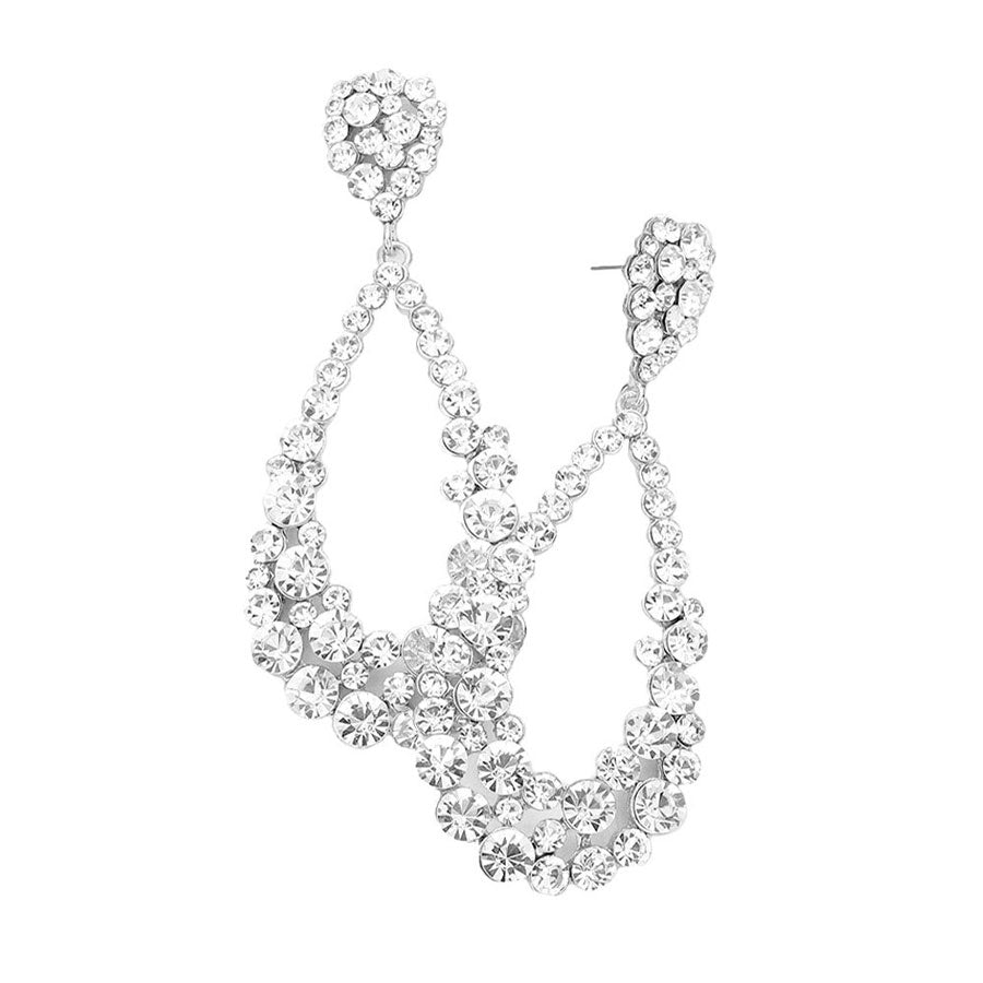 Women's Crystal Bubble Cluster Teardrop Earrings