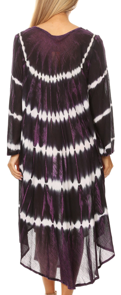Long-Sleeve Swing Midi Dress & Caftan Cover-Up