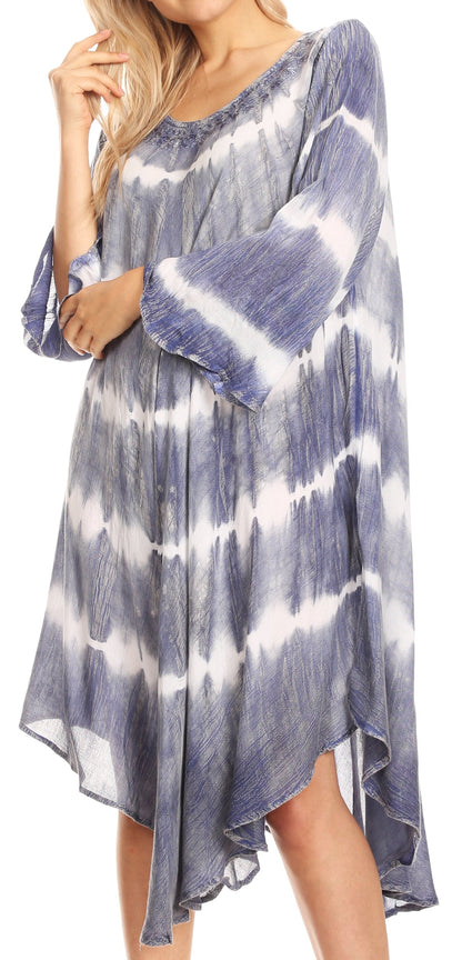 Long-Sleeve Swing Midi Dress & Caftan Cover-Up