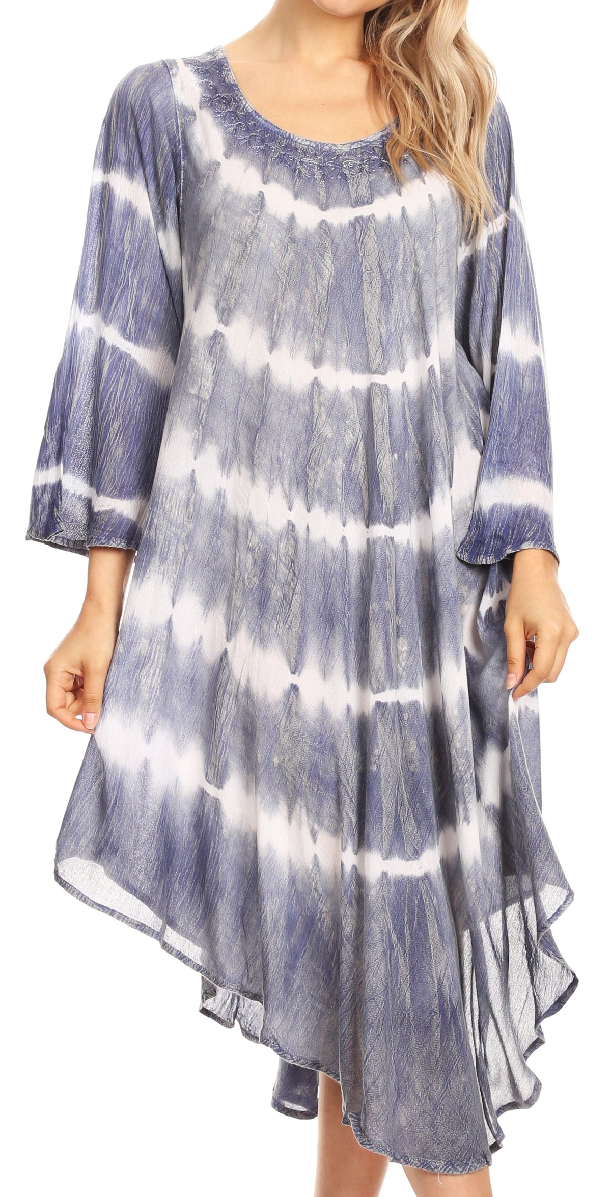 Long-Sleeve Swing Midi Dress & Caftan Cover-Up