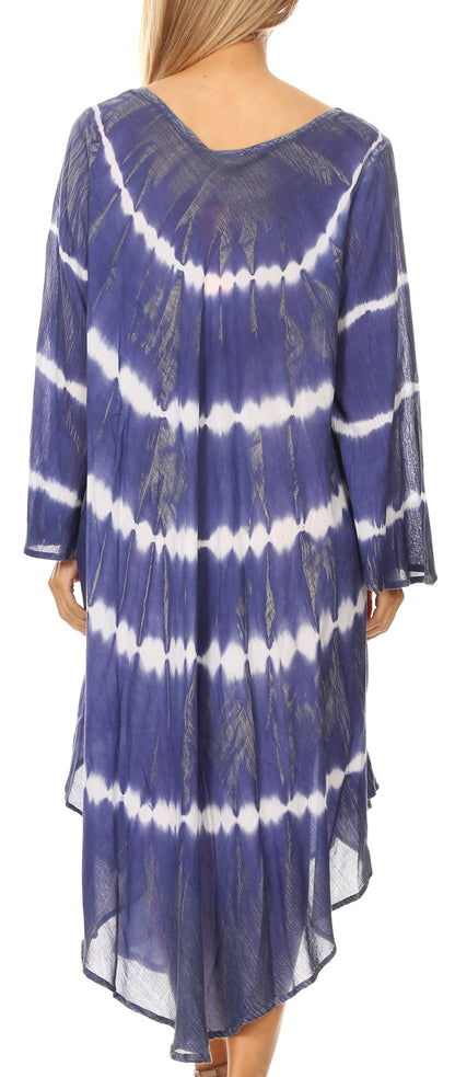 Long-Sleeve Swing Midi Dress & Caftan Cover-Up