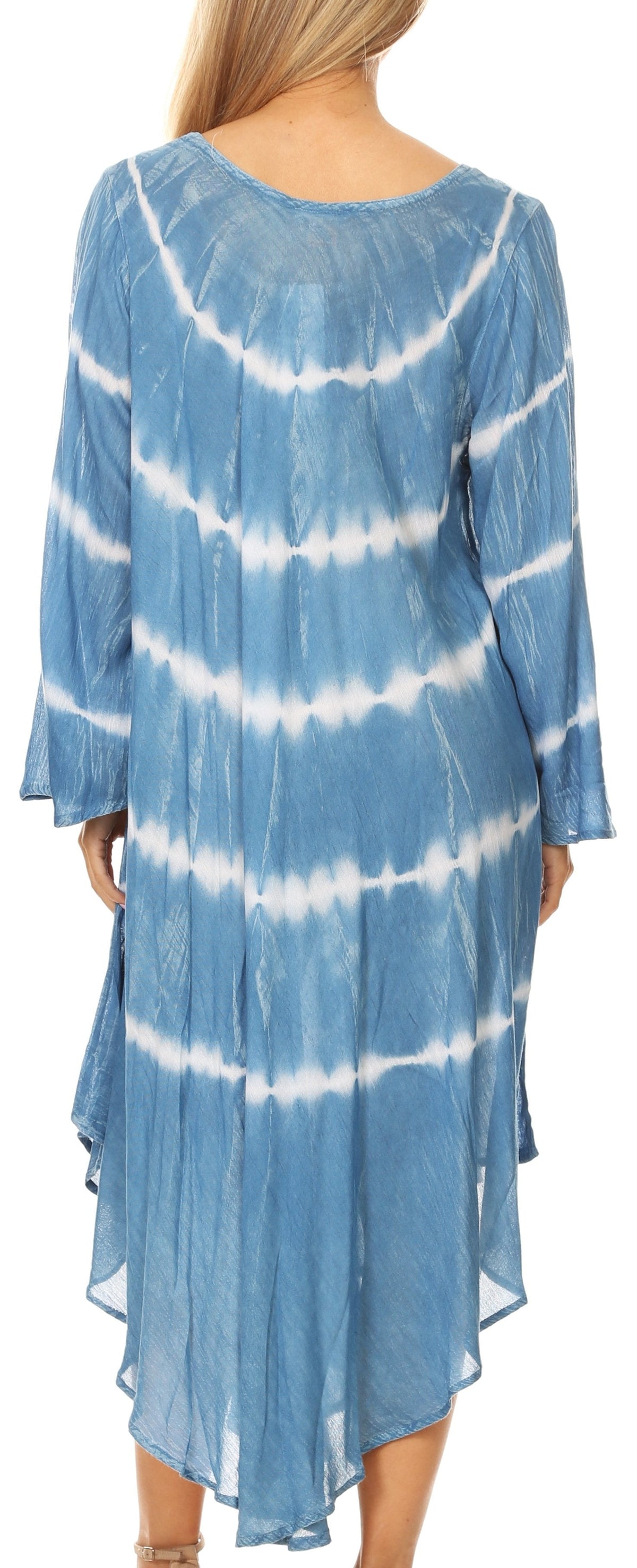 Long-Sleeve Swing Midi Dress & Caftan Cover-Up