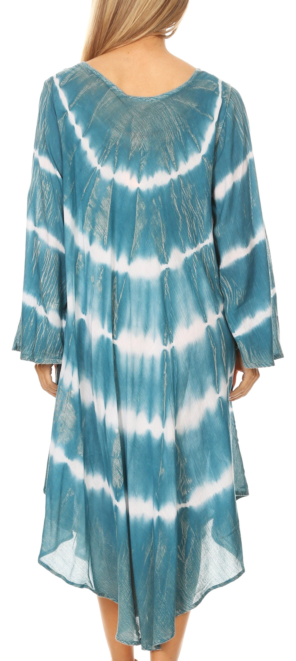 Long-Sleeve Swing Midi Dress & Caftan Cover-Up