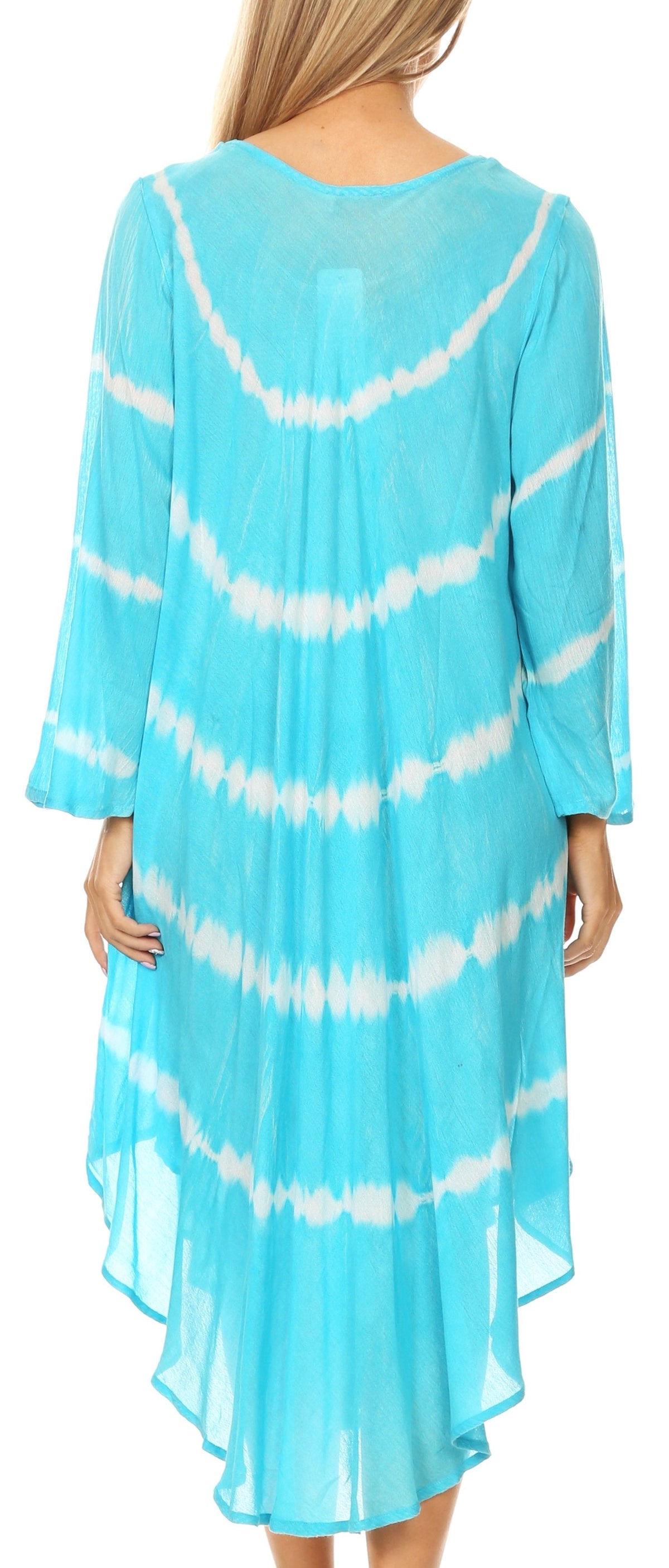 Long-Sleeve Swing Midi Dress & Caftan Cover-Up