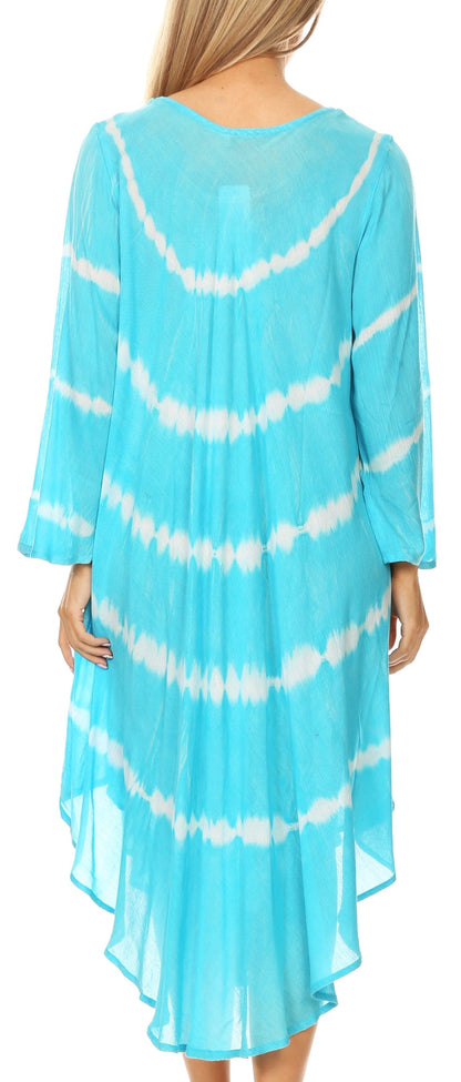 Long-Sleeve Swing Midi Dress & Caftan Cover-Up